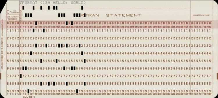 一张旧的打孔卡