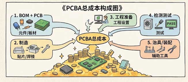 PCBA总成本构成图 PCBA总成本构成图